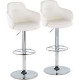 Boyne Adjustable Swivel Bar Stool in Chrome & White Leatherette (Set of 2)